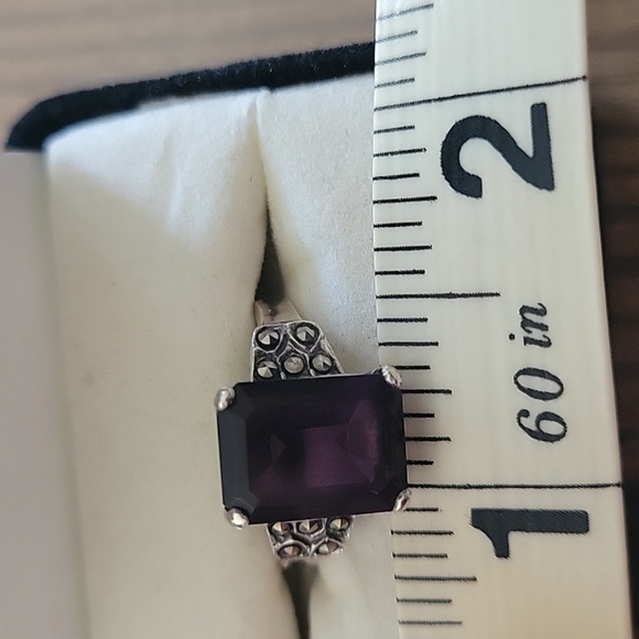 Amethyst Marcasite Sterling Ring - Picture 9 of 13